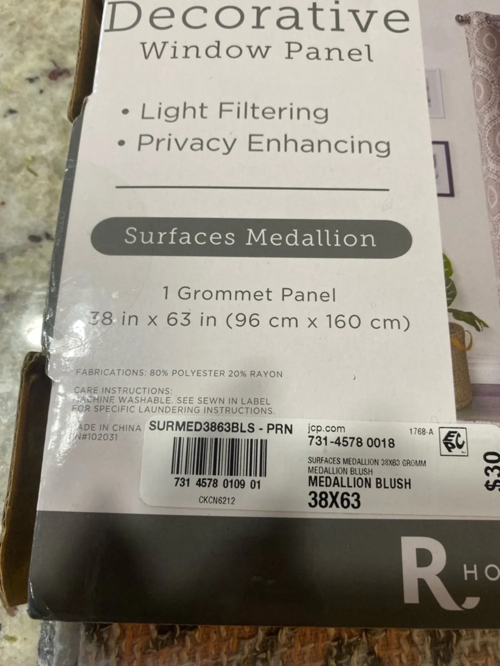 Surfaces Medallion Light-Filtering‎ Decorative Window Panel - Blush/Gray